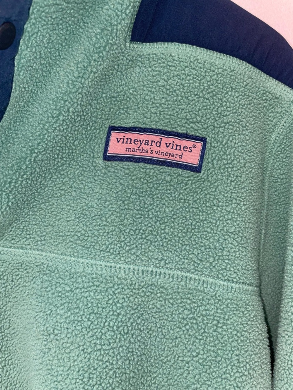 Vineyard Vines Shep Shirt Fleece Pullover Womens Medium Green Snap Front - Picture 3 of 3